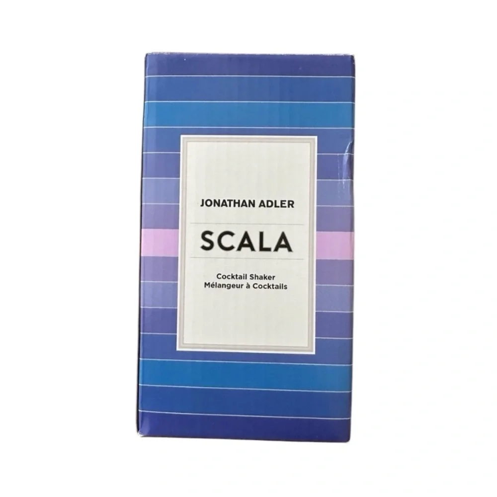 Jonathan Adler Scala Striped Cocktail Shaker Metal Bar Cart Drink Shaker NWT